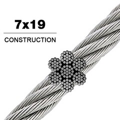 T-304 Grade 7 x 19 Stainless Steel Cable Wire Rope 1/4″- 50 ft