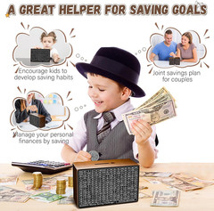 Wooden Money Saving Box with Counter, Pen, Trackers, Rubber Band – 10K Challenge