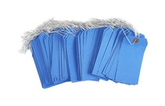 100 – 4 3/4″ x 2 3/8″ Blue Inventory Tags Strung with ELASTIC Stretchable String