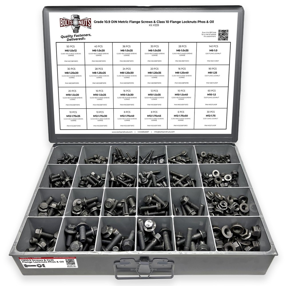 Metric Class 10.9 Flange Screws & Class 10.9 Flange Locknuts – 739 PCS