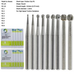 Wave Dental Carbide Burs Round Bur FG High Speed 330 1/4 6 245 557 Friction Grip