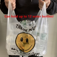Heavy Duty Smiley T-Shirt Bag Thank You Plastic Carry Out Bags 11.5″x 6″x 17.5″