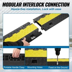 SVOPES Cable Protector Ramp, 2-Channel, 22000 lbs, 9.84″ x 3 ft, Yellow Rubber