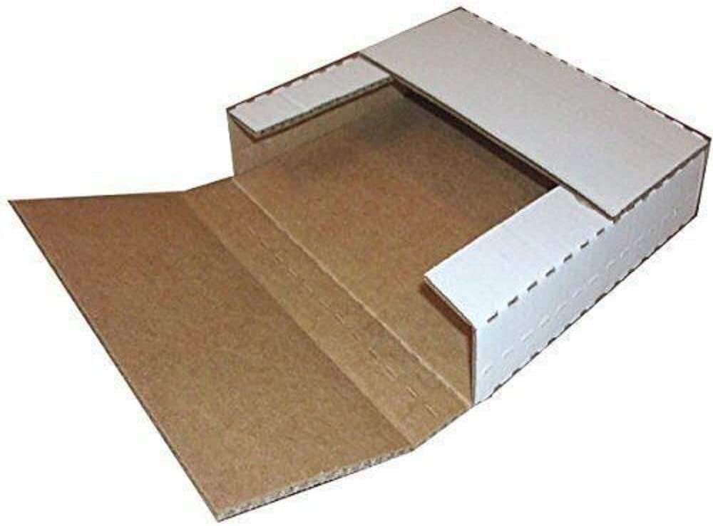 100 – 12 1/8″ x 9 1/8″ x 2″ White Multi Depth Bookfold Mailer Book Box Bookfolds