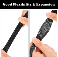 20 FT 1/2″ Black Red Expandable Wire Sleeving Sheathing Braided Loom Tubing US