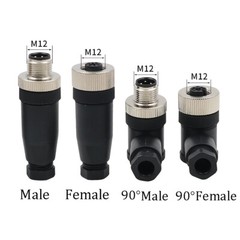 PG7 M12 Sensor Connector 4/5/8/12 Pin Male/Female Straight/Right Angle Plug IP67