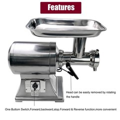 1.5HP Commercial Electric Meat Grinder 1100W Stainless Steel 550lbs/h Heavy Duty