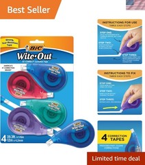BIC EZ Correct 4-Count Correction Tape – Compact, Ergonomic, 39.3 Feet Total