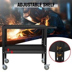 36” x 18” 1200lb Load Carbon Steel Workbench Welding Table Storage tray Cart