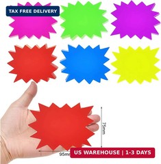 2.8×3.5Inch Neon Signs – 300 pcs 6 Assorted Bright Color, Burst Star Cutouts for