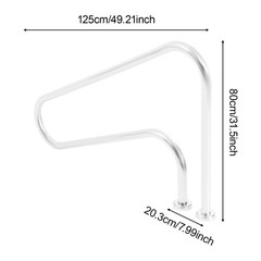 49.21*7.99*31.5in Silver 304 Stainless Steel Pool Handrail For In-ground Pools