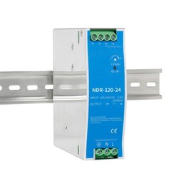 24VDC DIN Rail Power Supply NDR12024 120W 24V 5A Dual Output 120VAC To DC