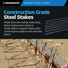Sandbaggy 5/8″ x 18″ Square Steel Concrete Form Stakes w/ Nail Holes – Rebar Pin