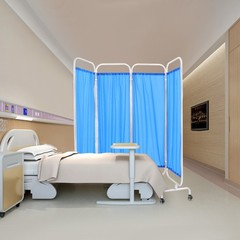 Blue Medical Privacy Screen Waterproof Oxford Cloth Privacy Screen With 8 Wheels