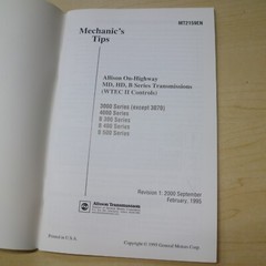 ALLISON TRANSMISSION 3000 4000 B 300 400 500 SERIES Owner Maintenance Manual MD