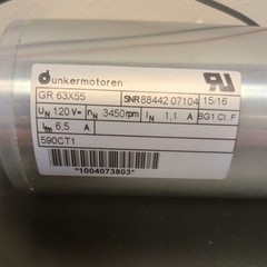 Dunkermotoren GR 63×55 SNR8844207104 120V DC Right Angle Gearmotor 3450 RPM 11A