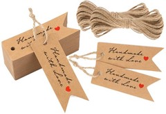 Handmade Gift Tags, Pack of 100 Kraft Tags, 7cm x 2.5cm Handmade…