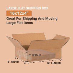 Shipping Boxes Flat 16″L x 12″W x 4″H 25-Pack – Corrugated Cardboard Box for …