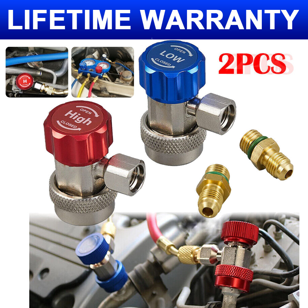 A/C R134A Quick Coupler Connector Adapters High/Low Manifold AC Gauge Auto Set
