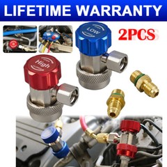 A/C R134A Quick Coupler Connector Adapters High/Low Manifold AC Gauge Auto Set