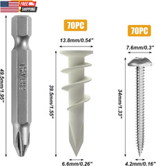 140Pcs #8 Self Drilling Drywall Anchors with Screws Kit, Heavy Duty Dry Wall Anc