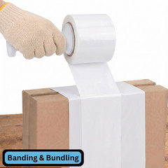 3″x1000′ 80 Gauge 18 Rolls Cast Narrow Banding Stretch Wrap White Shrink Film