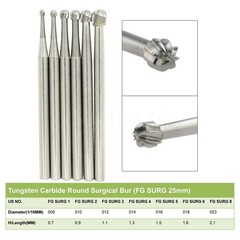 Dental Surgical Length Burs Round Fissure 557 4 6 8 Carbide FGOS FGSL 25mm