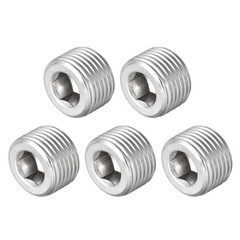 Hex Countersunk Plug Stainless Steel Pipe Fitting 3/8NPT Male Thread Socket 5Pcs