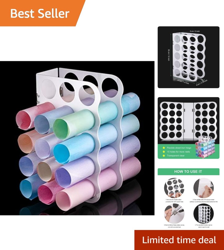 Space-Saving 15-Hole Acrylic Craft Organizer for Vinyl Rolls – Stylish & Durable