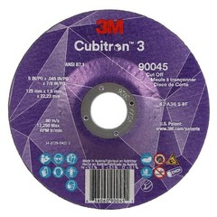 3M Cubitron 90045 Cut-Off Wheel, Type 27, 5 In Dia, 0.045 In Thick, 7/8 In