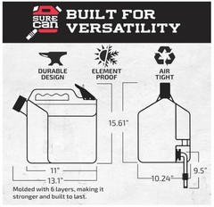 SureCan 5-Gallon Type II Safety Diesel Can, Yellow, Model# SUR5SFD2