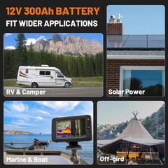 12V 300AH LiFePO4 Lithium Battery 15000+ Deep Cycle BMS for Solar RV Off-grid