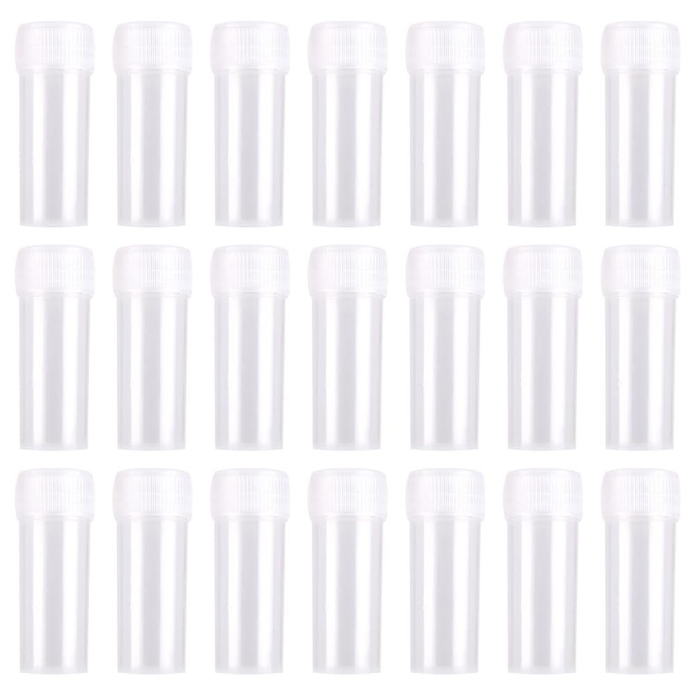 100 PCS 5ml Mini Plastic Sample Bottles Clear Storage Vials Screw Caps Tube