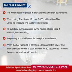 2-Pack Immersion Water Heater, 1500W 110V Portable Submersible Electric Heater f