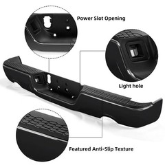 Gloss Black Rear Bumper for 09-18 Dodge Ram 1500 Dual Exhaust w/o Sensor Holes