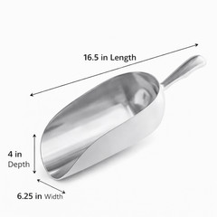 Choice 85 oz One-Piece Aluminum Utility Scoop Ice Scoop 16 1/2″ Handle