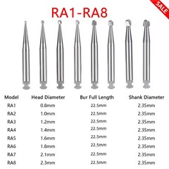 DMXDENT Dental Round Carbide Burs For Slow Speed Contra Angle Latch Type RA #1-8