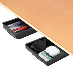 2 Pack Under Desk Drawer Organizer,Plastic Under Desk Storage Drawers Attachment