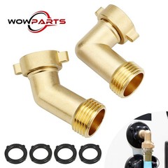 2pcs Brass 45° 90° Garden Hose Elbow Connector 3/4″ Adapter w/ Washer Heavy Duty