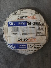 Cerro Wire 50ft 14/2 White Solid Copper NM-B Wire Indoor Copper Building Wire