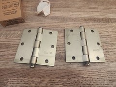 NOS Door Hinges LB Lawrence 2500-DB Satin Brass Button Tip 3 1/2 X 3 1/2