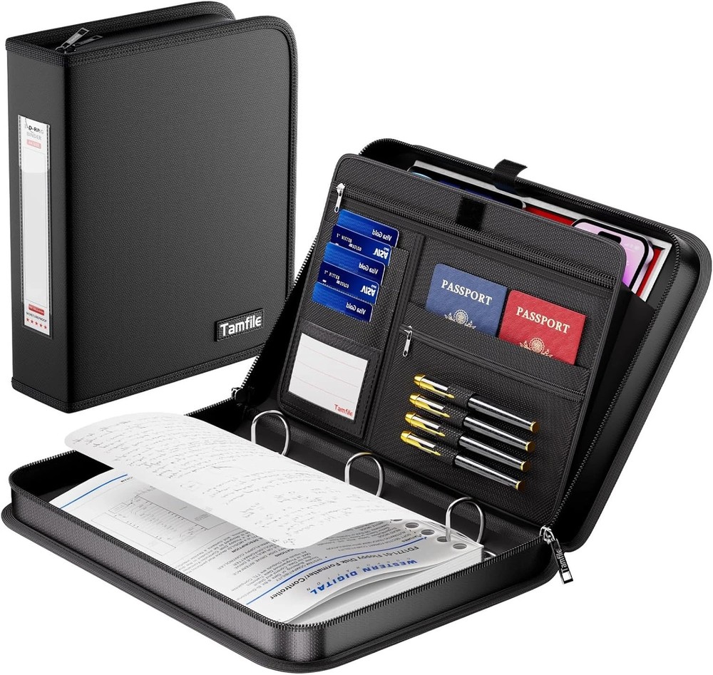 Fireproof 3 Ring Binder with Zipper, 1.5 Inch D Ring Binder Hold Up 375 Sheets o