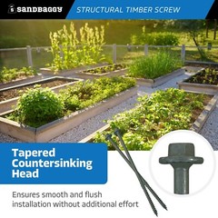 Sandbaggy 6″ Structural Timber Screws – Countersunk (Hex Head) – Wood Lock Screw