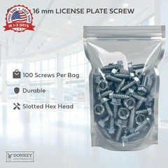 License Plate Screws – Slotted Hex Head – Metric – 6mm x 16mm – For Vehicles (10