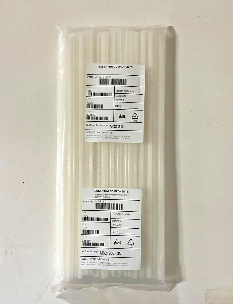 New NIB Lot of 100 Essentra MGS-3-01 Natural Nylon