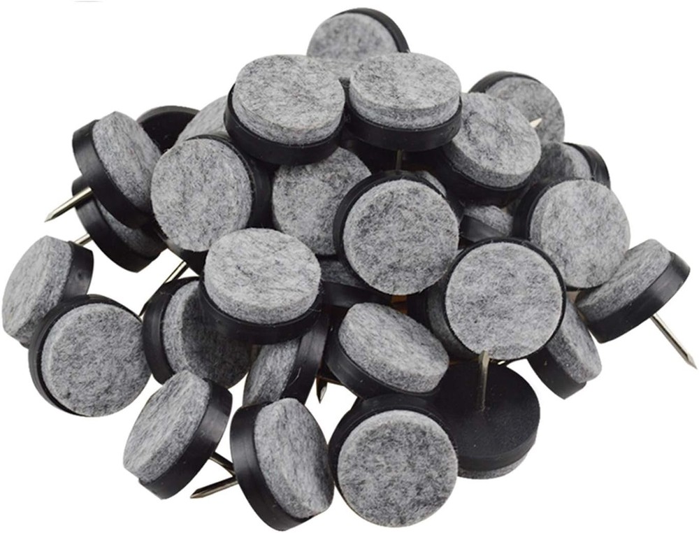 40pcs Round Heavy Duty Nail-on Felt Pad for Furniture Black 18mm (40 Pcs)
