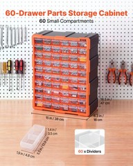 VEVOR 60-Drawer Storage Organizer Plastic Drawer Parts Storage Cabinet Stackable