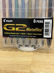 Pilot G2 07 Metallic Pens 34405, 8-Color Assortment, 0.7mm Fine