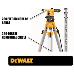 DEWALT DW090PK Transit Level Surveying Tool Tripod Rod 20X Magnification