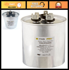 Round Run Capacitor 45+5MFD 440/370V – Replaces PRCFD455 – 1 Count Pack